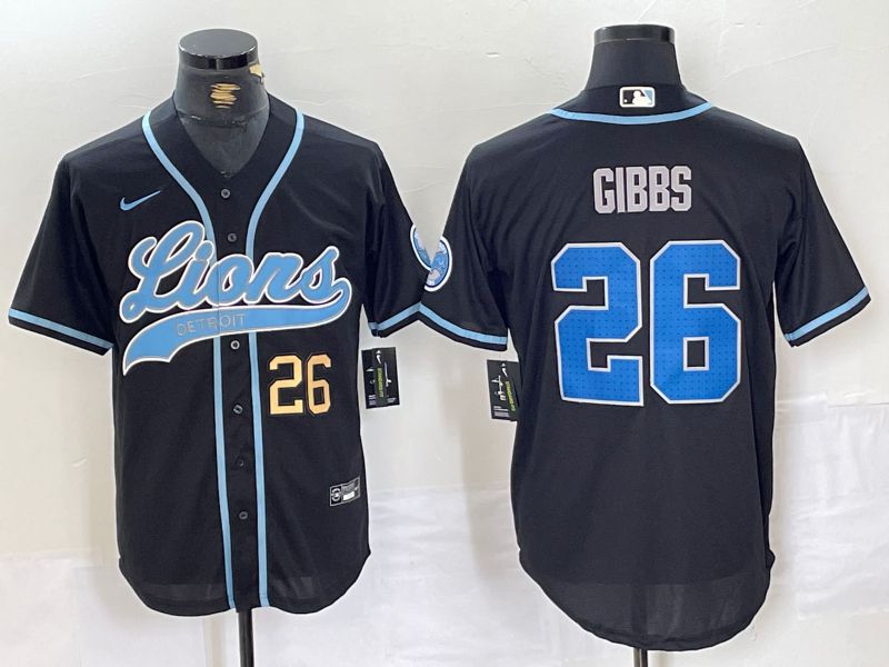 Men Detroit Lions #26 Gibbs Black Joint Name 2024 Nike Limited NFL Jersey style 2->detroit lions->NFL Jersey